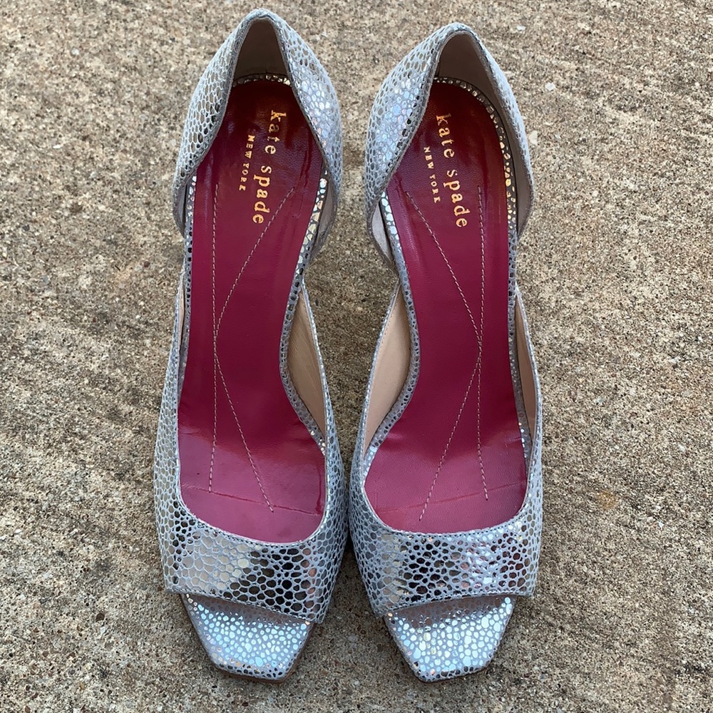 Kate Spade Mirrored Silver Glitter High heels 8B